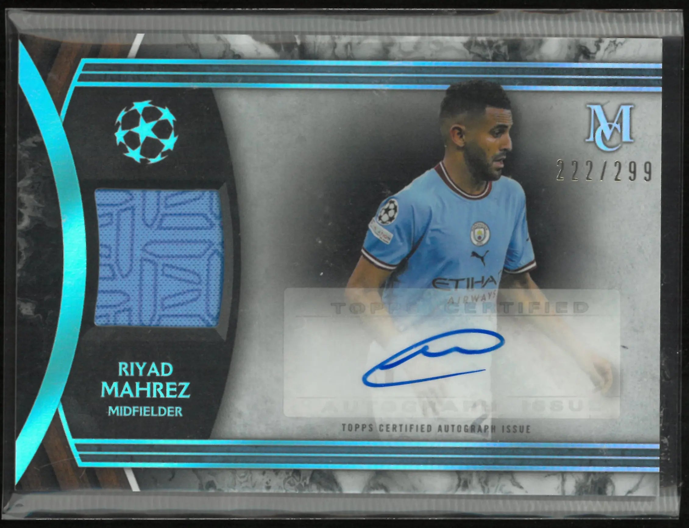 2022-23 Topps UEFA Champions League Museum Patch Autograph Riyad Mahrez /299 