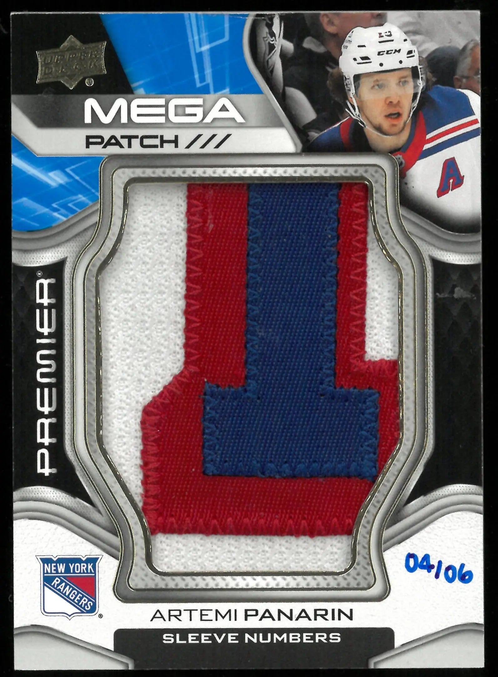 2022-23 UD Premier Hockey Artemi Panarin Mega Patch Sleeve Numbers /6 