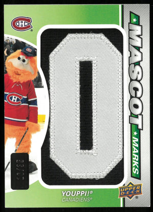 2022-23 UD SP Game Used Mascot Marks Auto Youppi /35 "Letter O" 