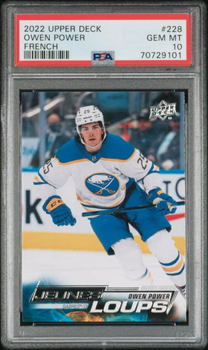 2022-23 UD Series 1 French Rookie Young Guns Jeunes Loups Owen Power RC PSA 10 