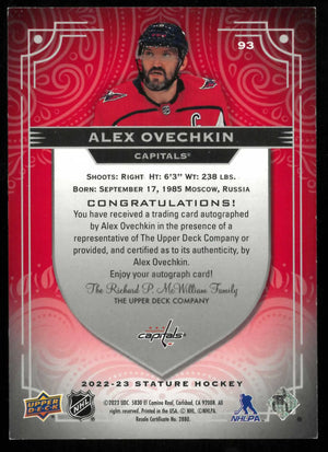 2022-23 UD Stature Hockey Autograph Alex Ovechkin Auto Design Variant Red /25 