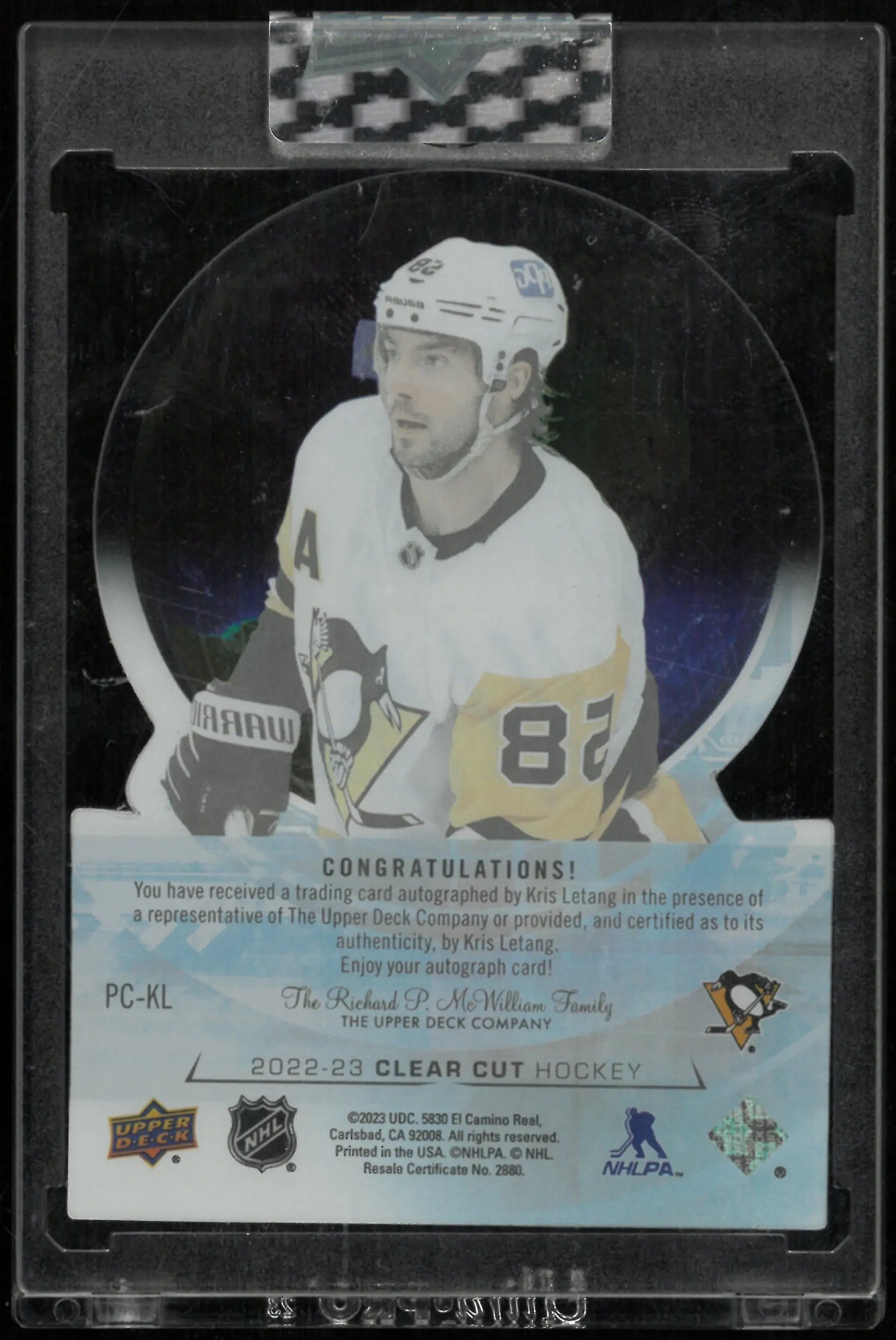 2022-23 Upper Deck Clear Cut Pride Canada Auto Kris Letang /99 