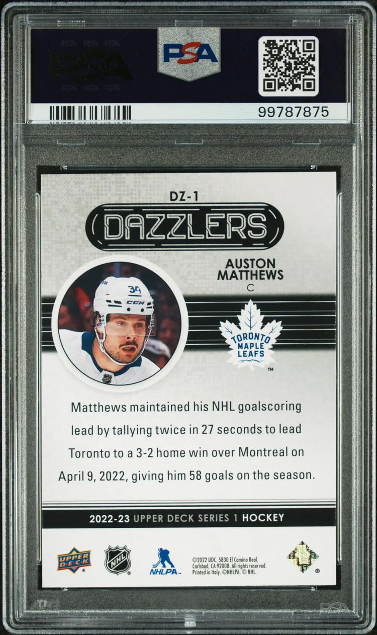2022-23 Upper Deck Dazzlers Auston Matthews Dazzlers Pink PSA 10 