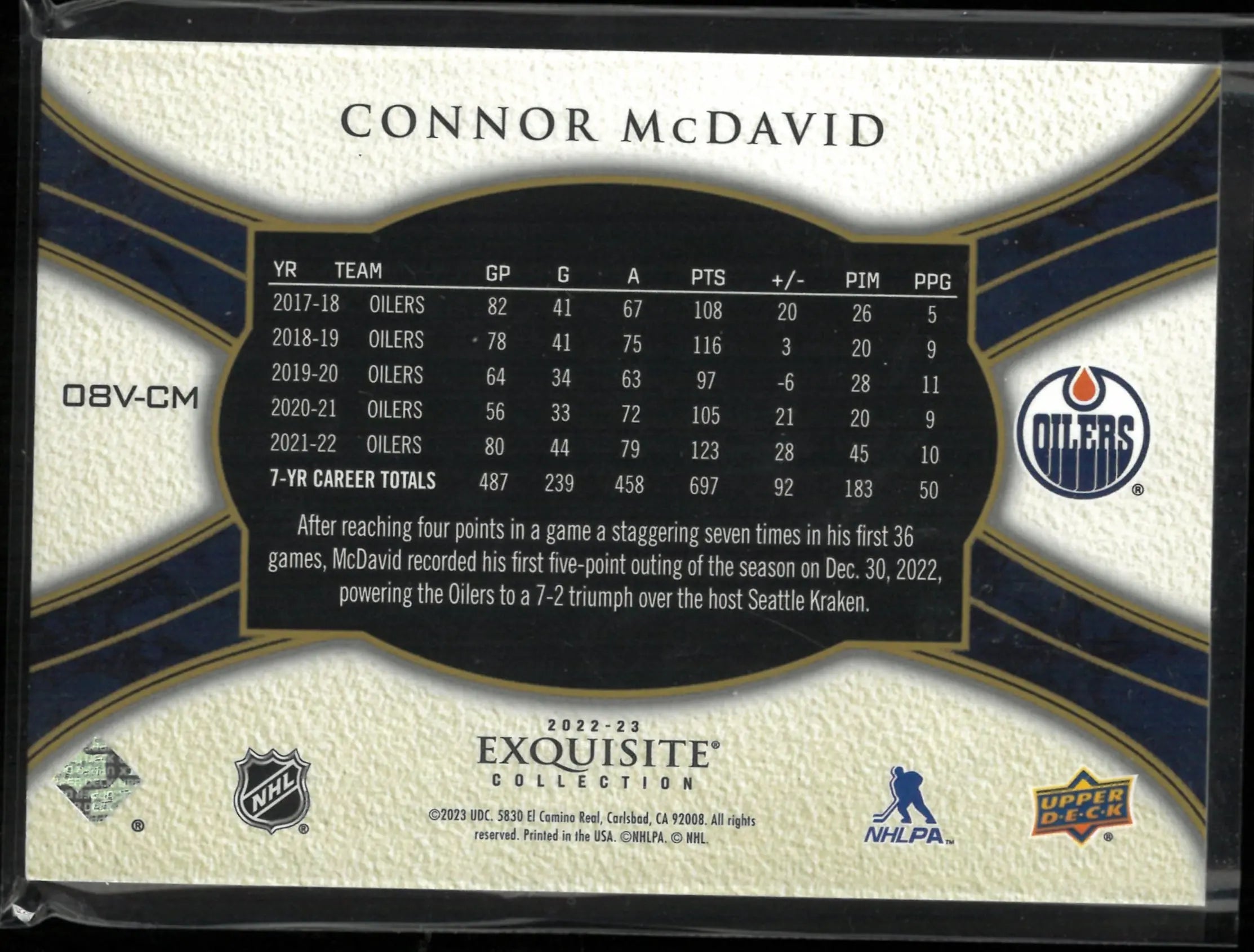 2022-23 Upper Deck Exquisite Collection Connor McDavid /99 