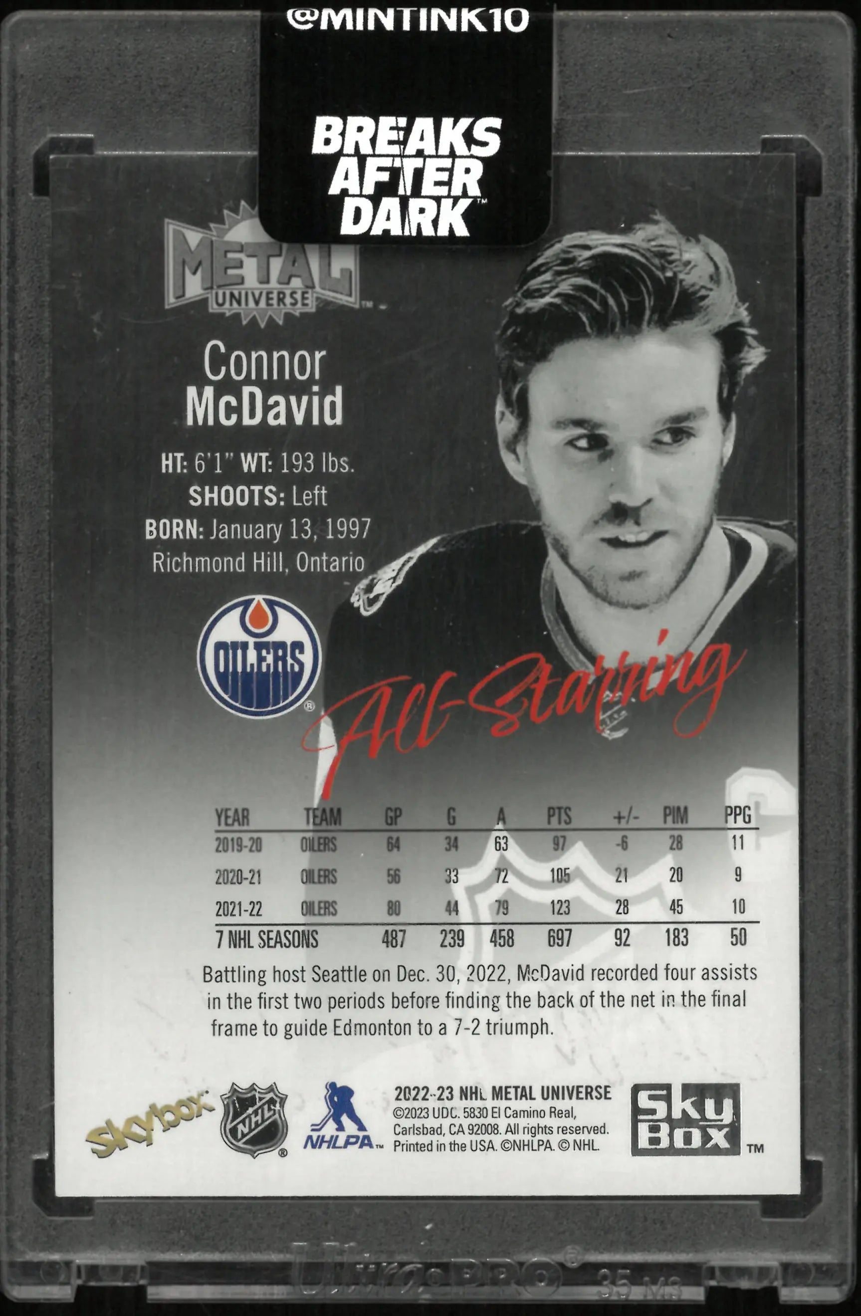 2022-23 Upper Deck Metal Universe Connor McDavid All Starring Gold /50 