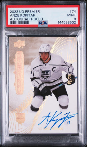2022-23 Upper Deck Premier Anze Kopitar Autograph Auto Gold /25 PSA 9 