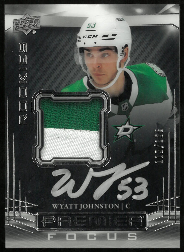 2022-23 Upper Deck Premier Focus Rookies Patch Auto Wyatt Johnston /125 