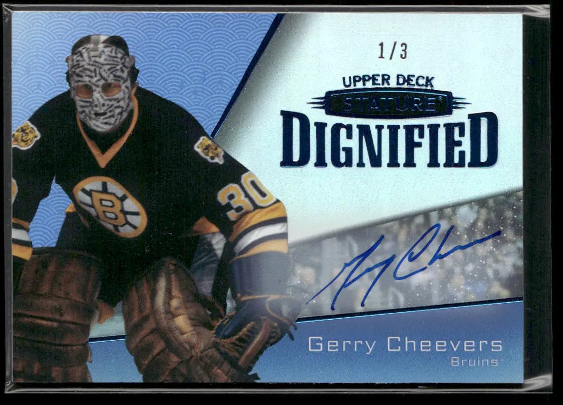 2022-23 Upper Deck Stature Blue Dignified Auto Gerry Cheevers /3 