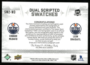 2022-23 Upper Deck The Cup Dual Scripted Swatches Patch Auto Connor McDavid Leon Draisaitl / 15 