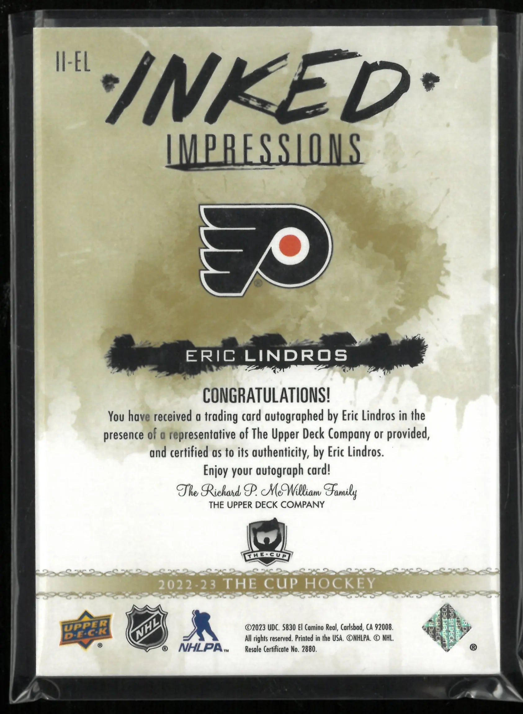 2022-23 Upper Deck The Cup Inked Impressions Eric Lindros Autograph /25 