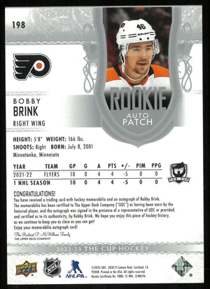 2022-23 Upper Deck The Cup Rookie Auto Patch Bobby Brink /249 