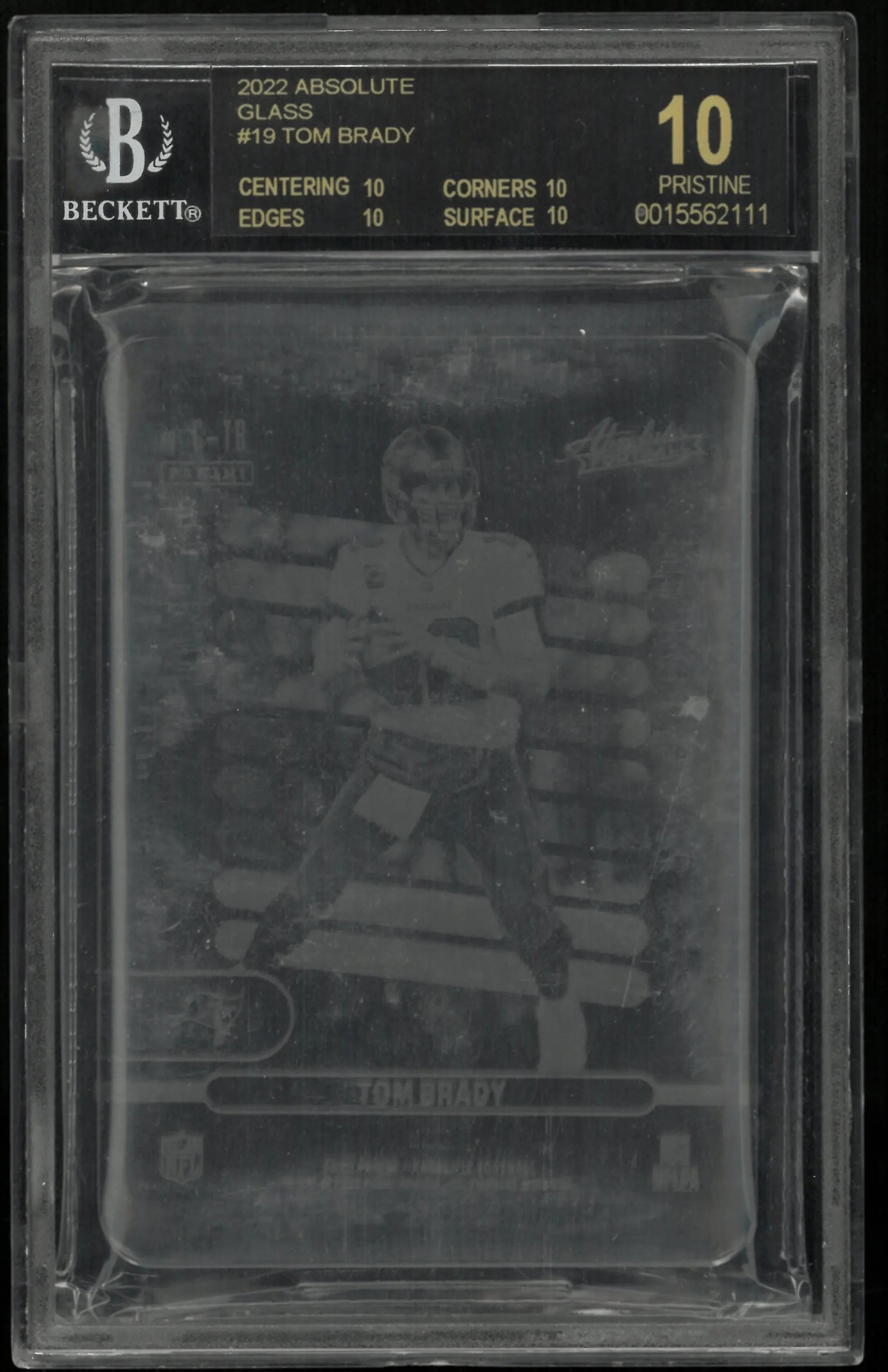 2022 Absolute Football Glass Tom Brady #19 BGS 10 Black Label 