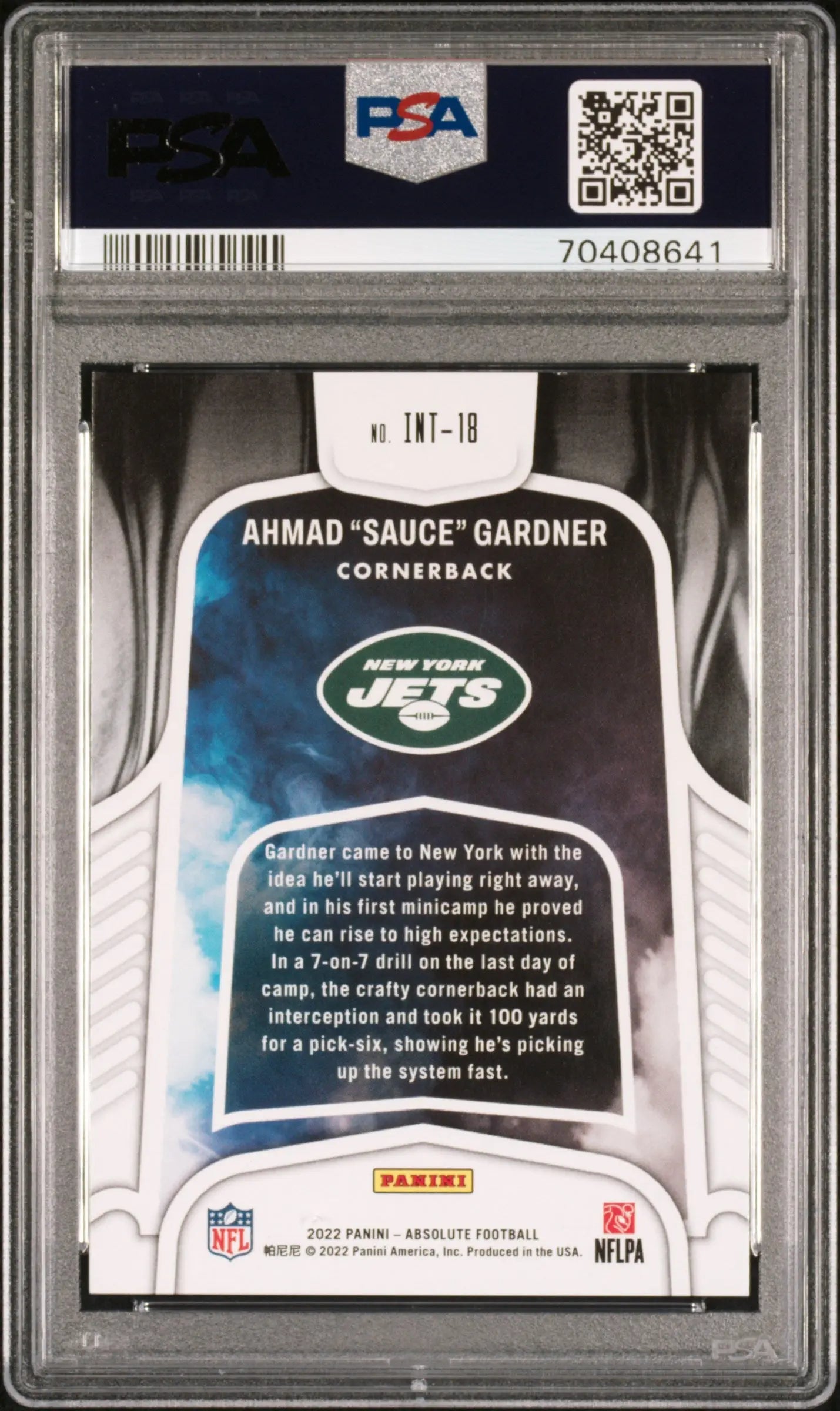 2022 Absolute Football Introductions Ahmad Gardner RC Blue Spector PSA 10 /50 