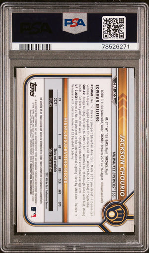 2022 Bowman 1st Chrome Prospect Autograph Jackson Chourio Auto PSA 10 