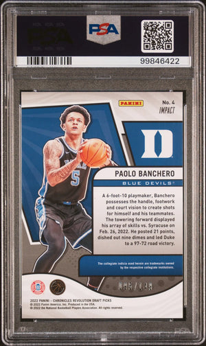 2022 Chronicles Draft Picks Revolution Paolo Banchero RC Impact PSA 10 /149 