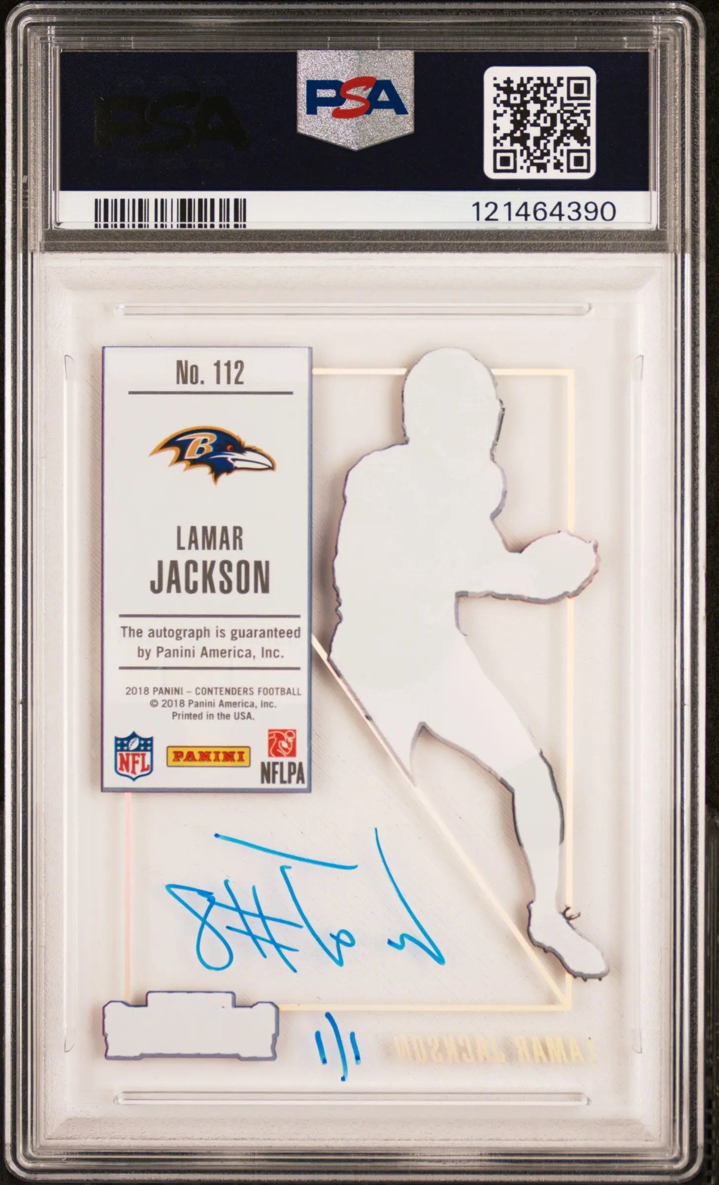 2022 Contenders Football Lamar Jackson RC Ticket Auto  Clear PSA A Auto 10 1/1 