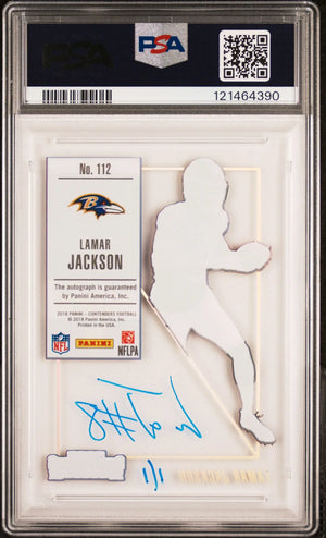 2022 Contenders Football Lamar Jackson RC Ticket Auto  Clear PSA A Auto 10 1/1 
