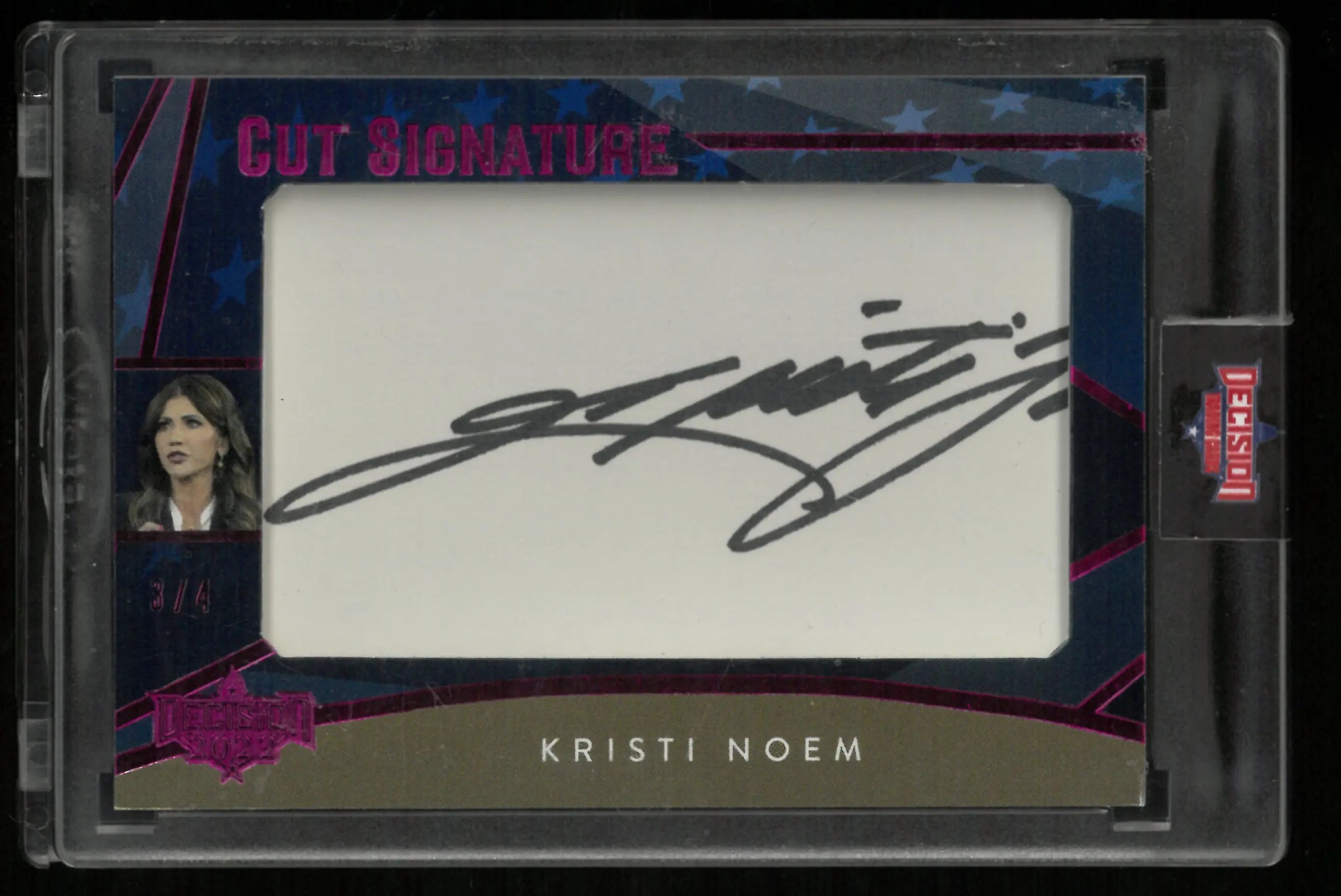 2022 Decisions Authentic Cut Signature Kristi Noem 3/4 
