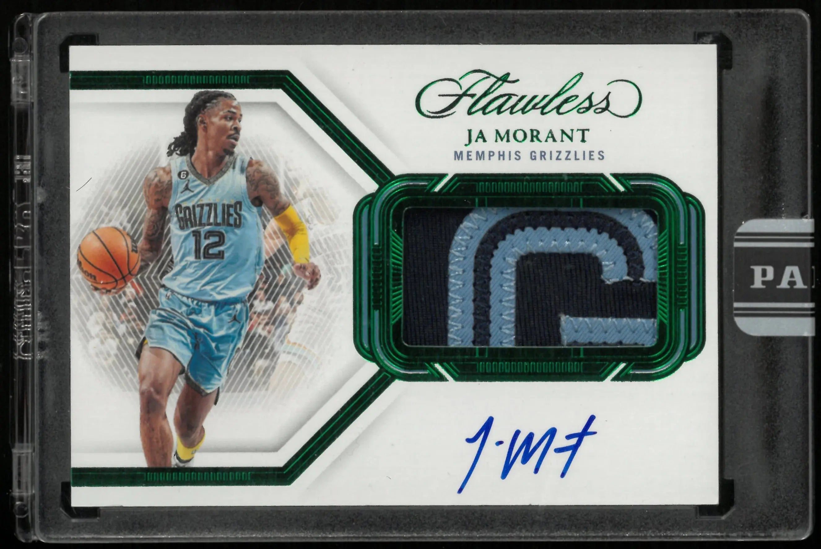 2022 Flawless Basketball Ja Morant Emerald Foil Patch Auto Black Box 1/1 