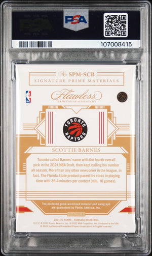 2022 Flawless Update Scottie Barnes Auto Prime Patch 1/25 PSA Authentic Auto 10 