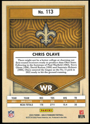 2022 Gold Standard Football Chris Olave RC Rookie Purple /10 
