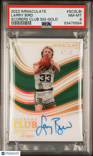2022 Immaculate Basketball Scorer Club Signatures Auto Larry Bird Gold /10 PSA 8 