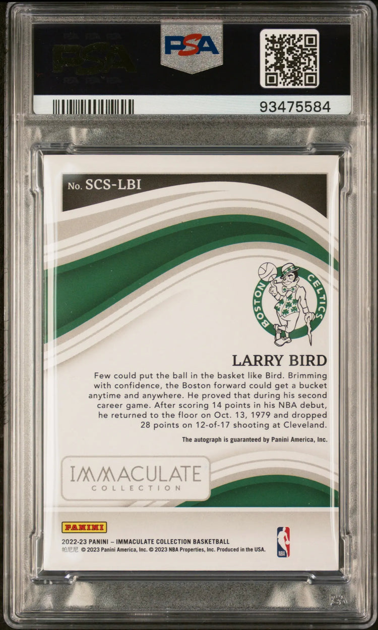 2022 Immaculate Basketball Scorer Club Signatures Auto Larry Bird Gold /10 PSA 8 