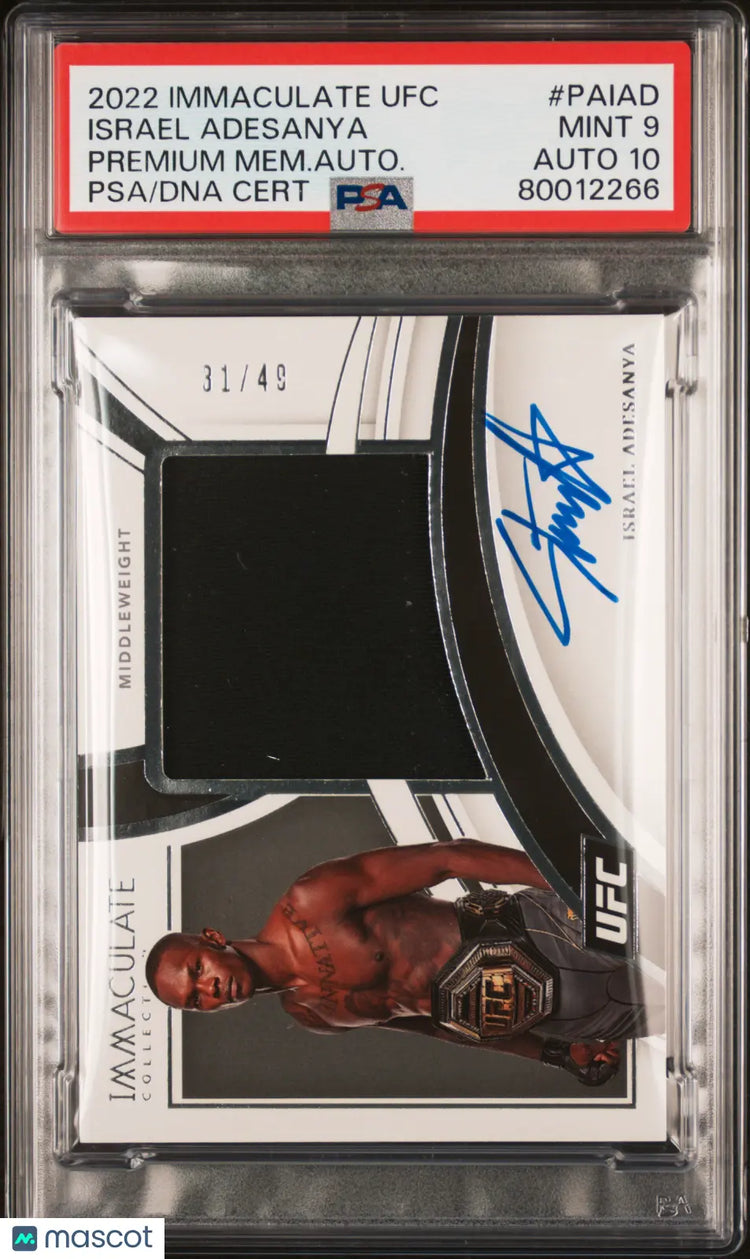 2022 Immaculate UFC Premium Memorabilia Autographs Israel Adesanya /49 PSA 9 