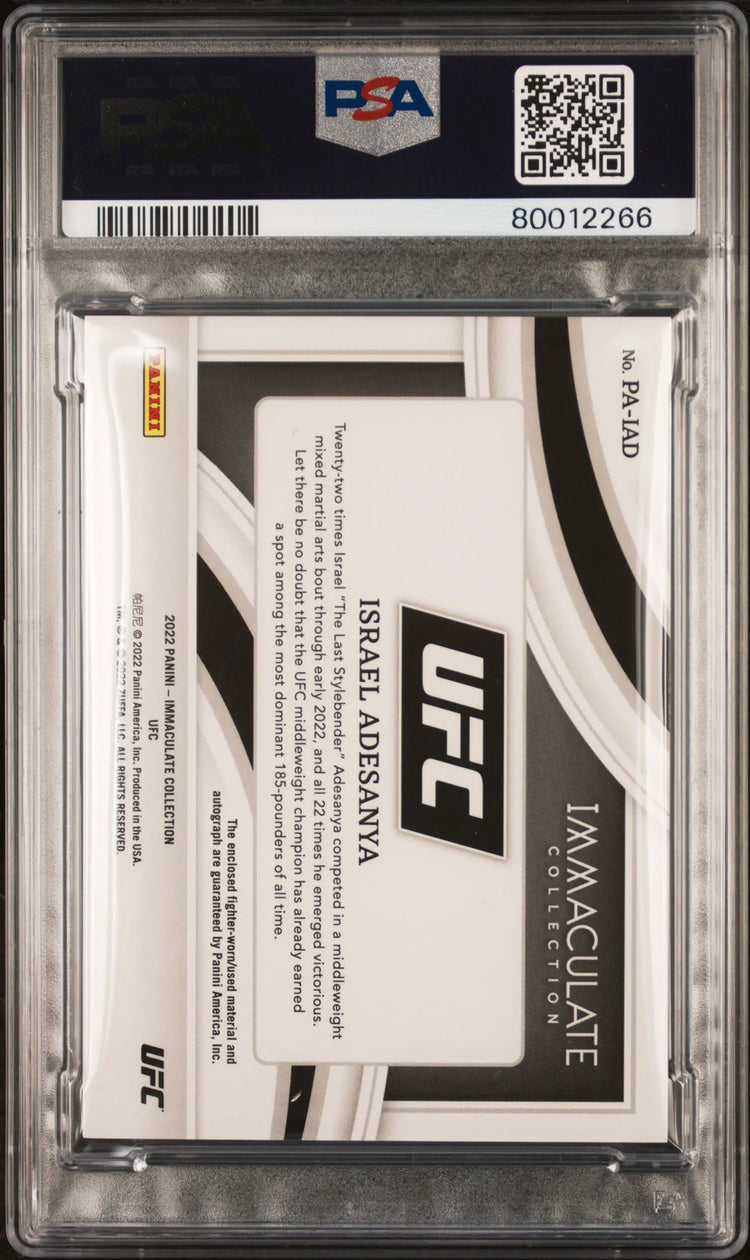 2022 Immaculate UFC Premium Memorabilia Autographs Israel Adesanya /49 PSA 9 