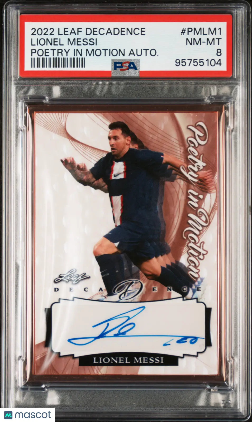 2022 Leaf Decadence Poetry In Motion Autographs Lionel Messi Auto PSA 8 