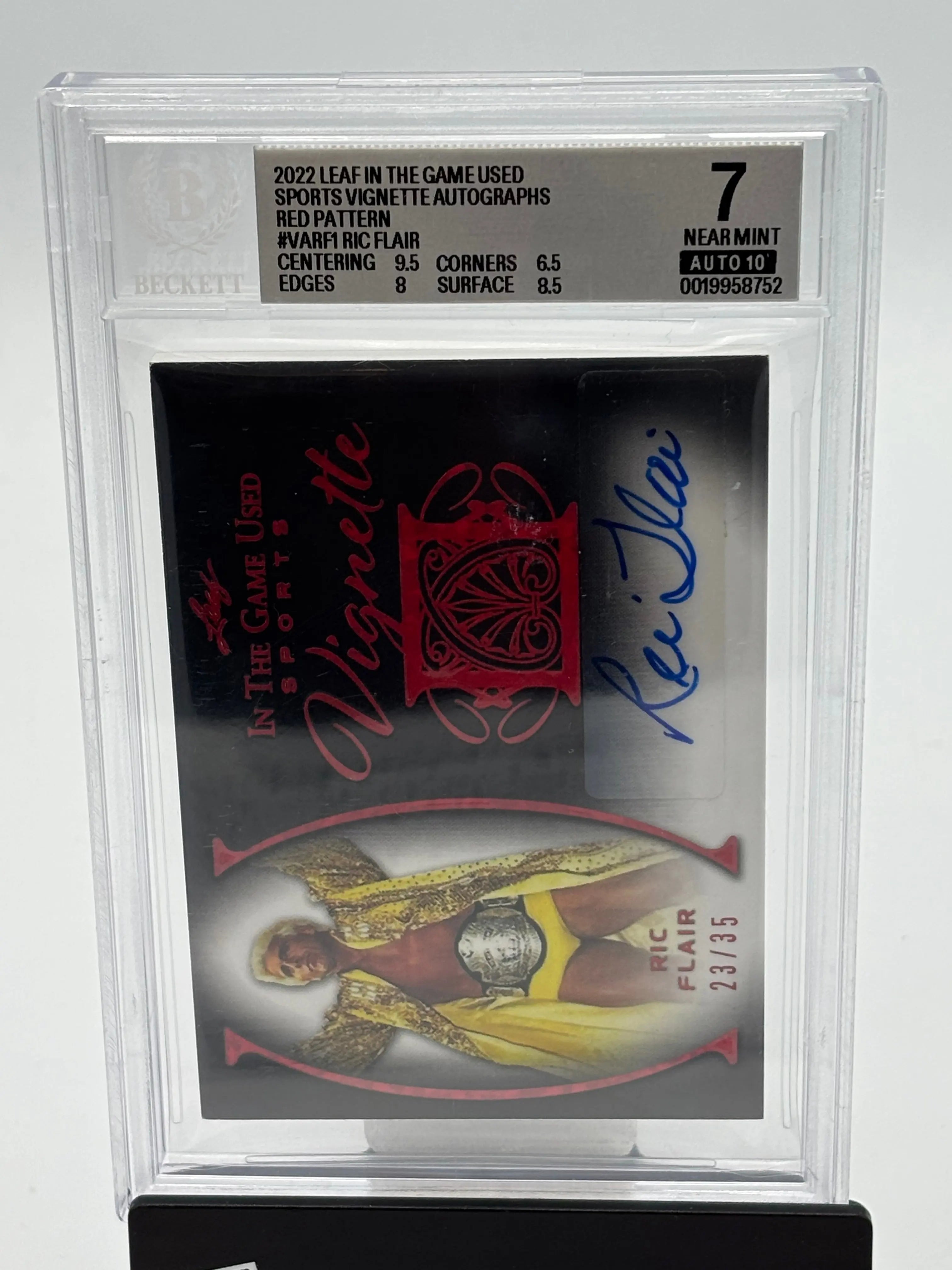 2022 Leaf In The Game Used Vignette Autographs Ric Flair Red /35 BGS 7 Auto 10 