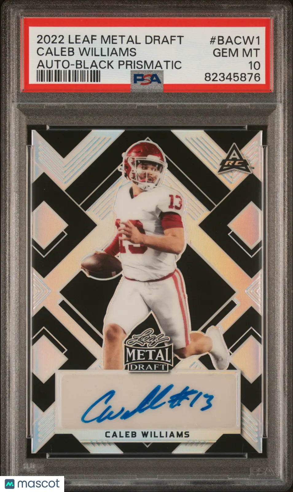 2022 Leaf Metal Football Draft Auto Caleb Williams RC Black Prismatic PSA 10 /15 