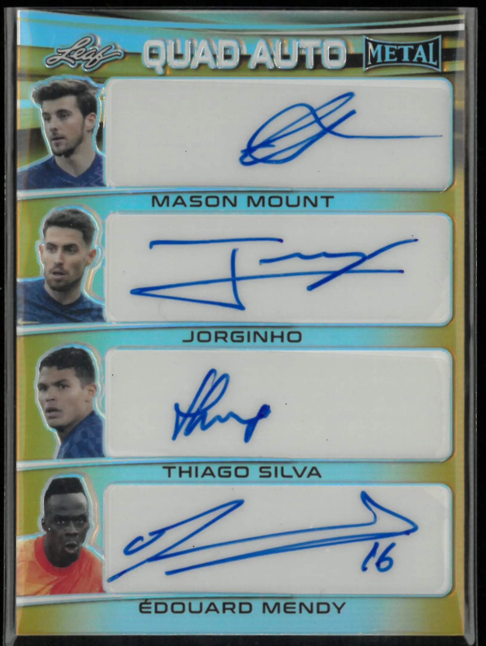 2022 Leaf Trading Quad Auto Mason Mount/Jorginho/Thiago Silva/Edouard Mendy 1/1 