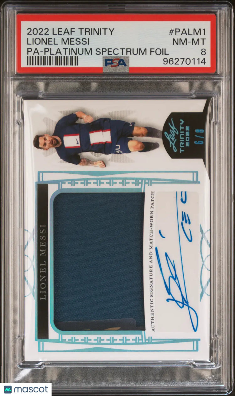 2022 Leaf Trinity Patch Auto Lionel Messi Platinum Spectrum Foil PSA 8 /8 