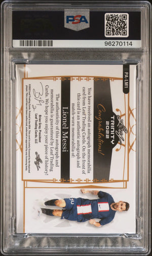 2022 Leaf Trinity Patch Auto Lionel Messi Platinum Spectrum Foil PSA 8 /8 