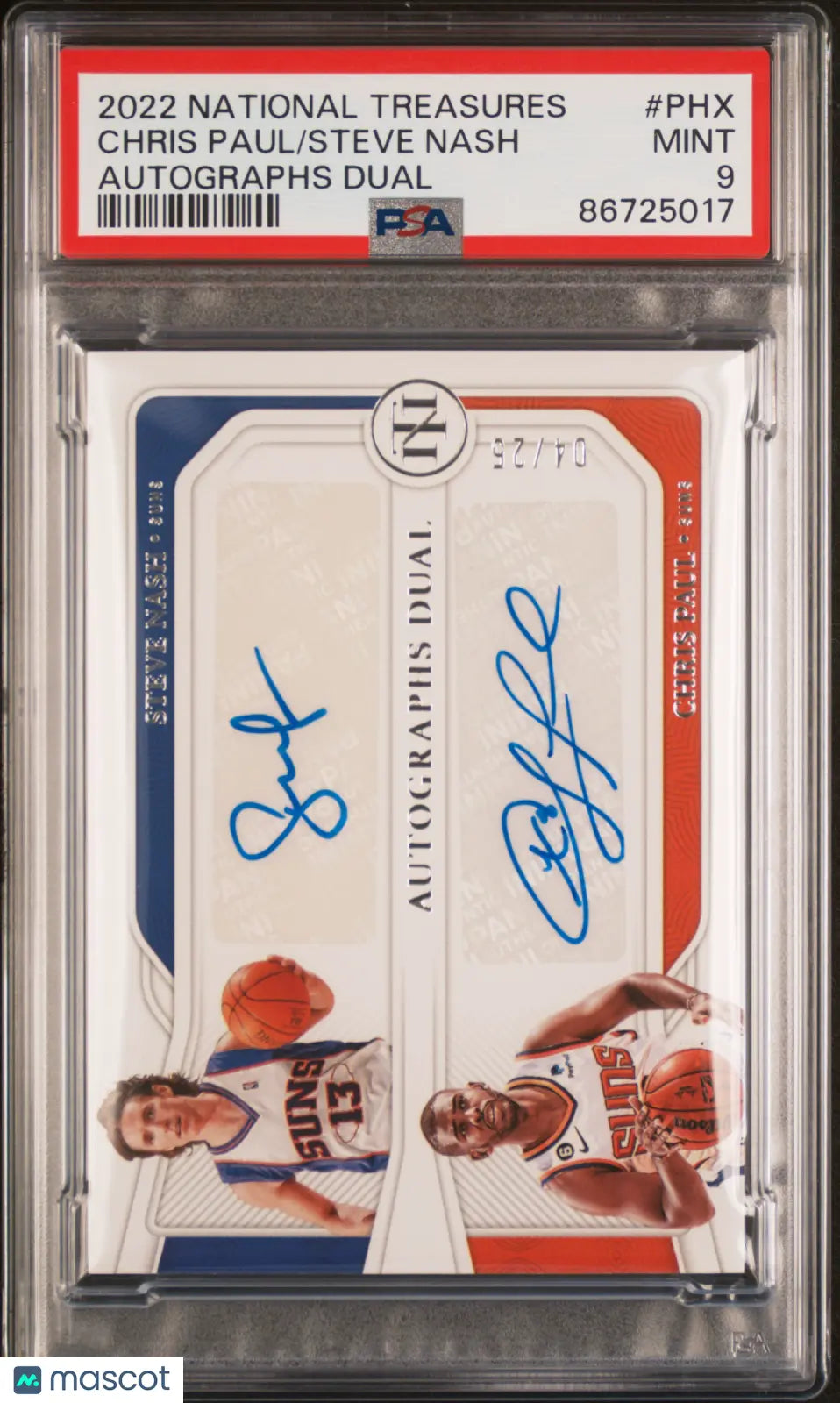 2022 National Treasures Basketball Dual Auto Paul Nash /25 PSA 9 Suns 