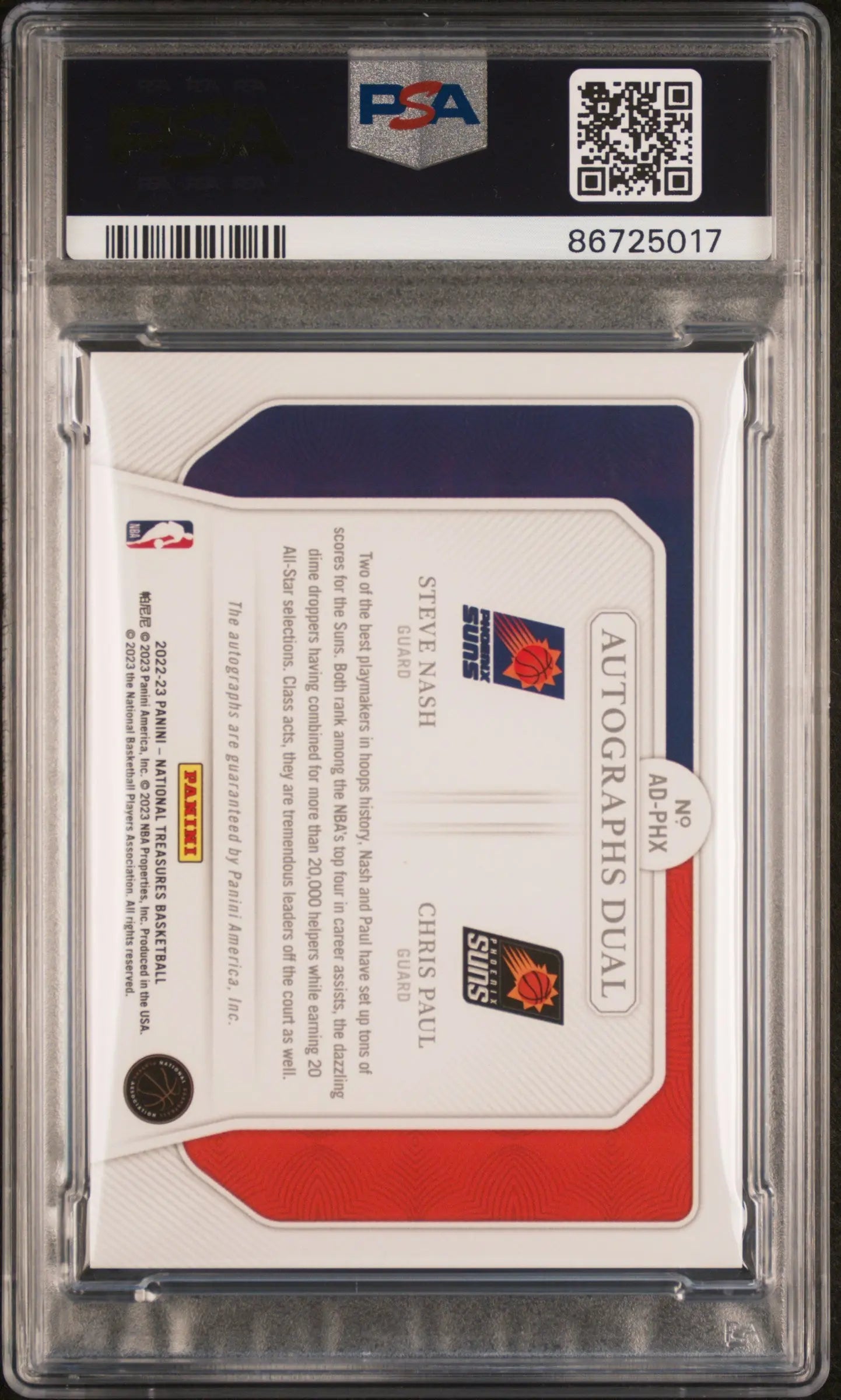 2022 National Treasures Basketball Dual Auto Paul Nash /25 PSA 9 Suns 