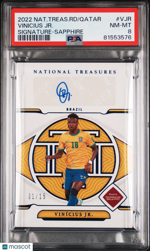 2022 National Treasures FIFA RD World Cup Vinicius JR. Sapphire Auto PSA 8 1/15 