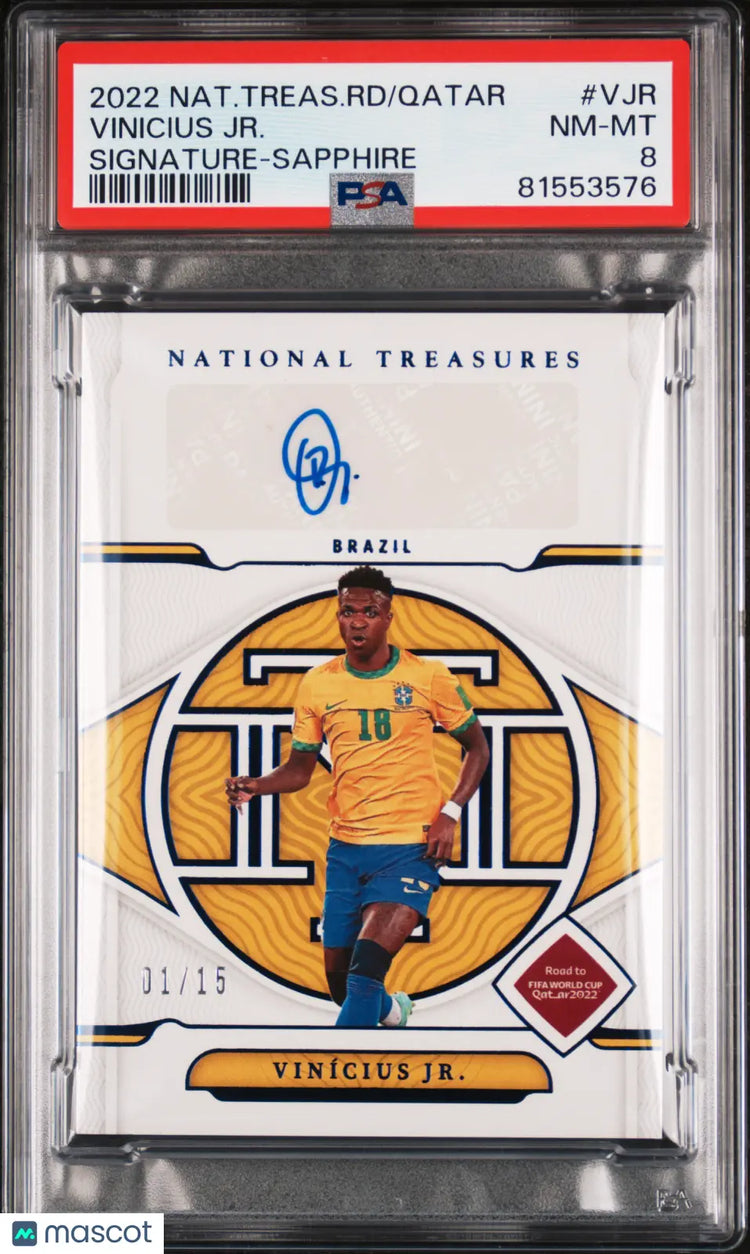2022 National Treasures FIFA RD World Cup Vinicius JR. Sapphire Auto PSA 8 1/15 
