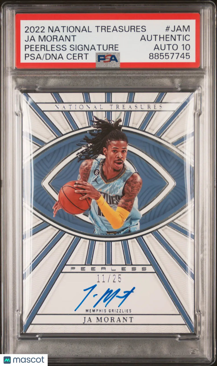2022 National Treasures Peerless Signatures Auto Ja Morant /25 PSA Authentic 