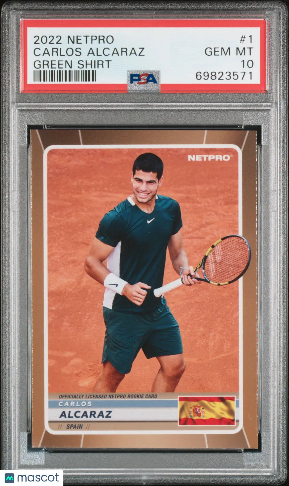 2022 Netpro Tennis Carlos Alcaraz #1 Green Shirt PSA 10 