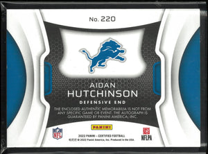 2022 Panini Certified Autograph Aidan Hutchinson Rookie Patch Auto /199 RC 