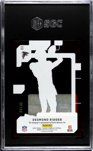 2022 Panini Clearly Donruss Desmond Ridder Rated Rookie Red Auto SGC 9 /49 
