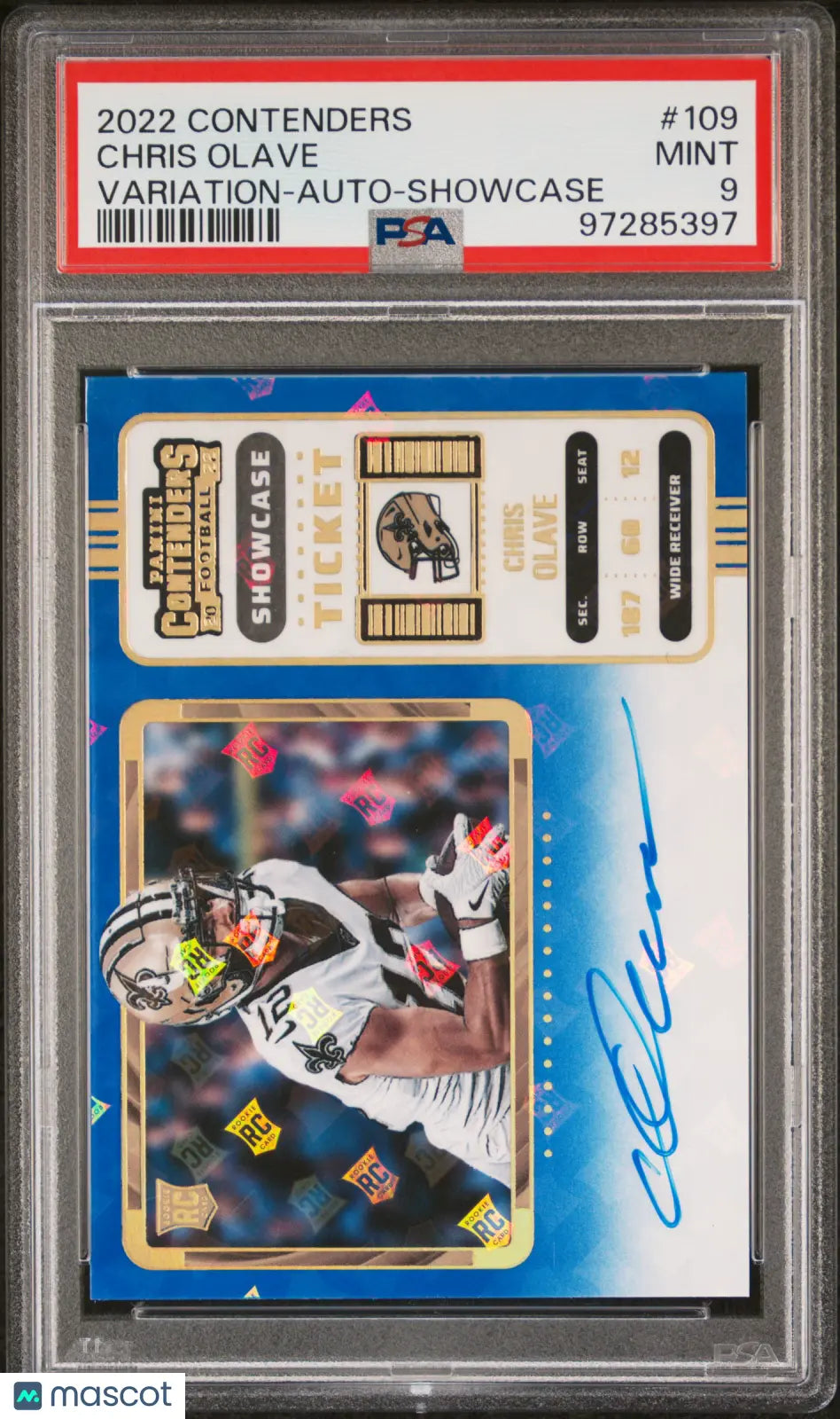 2022 Panini Contenders Chris Olave #109 Variation Auto Showcase PSA 9 