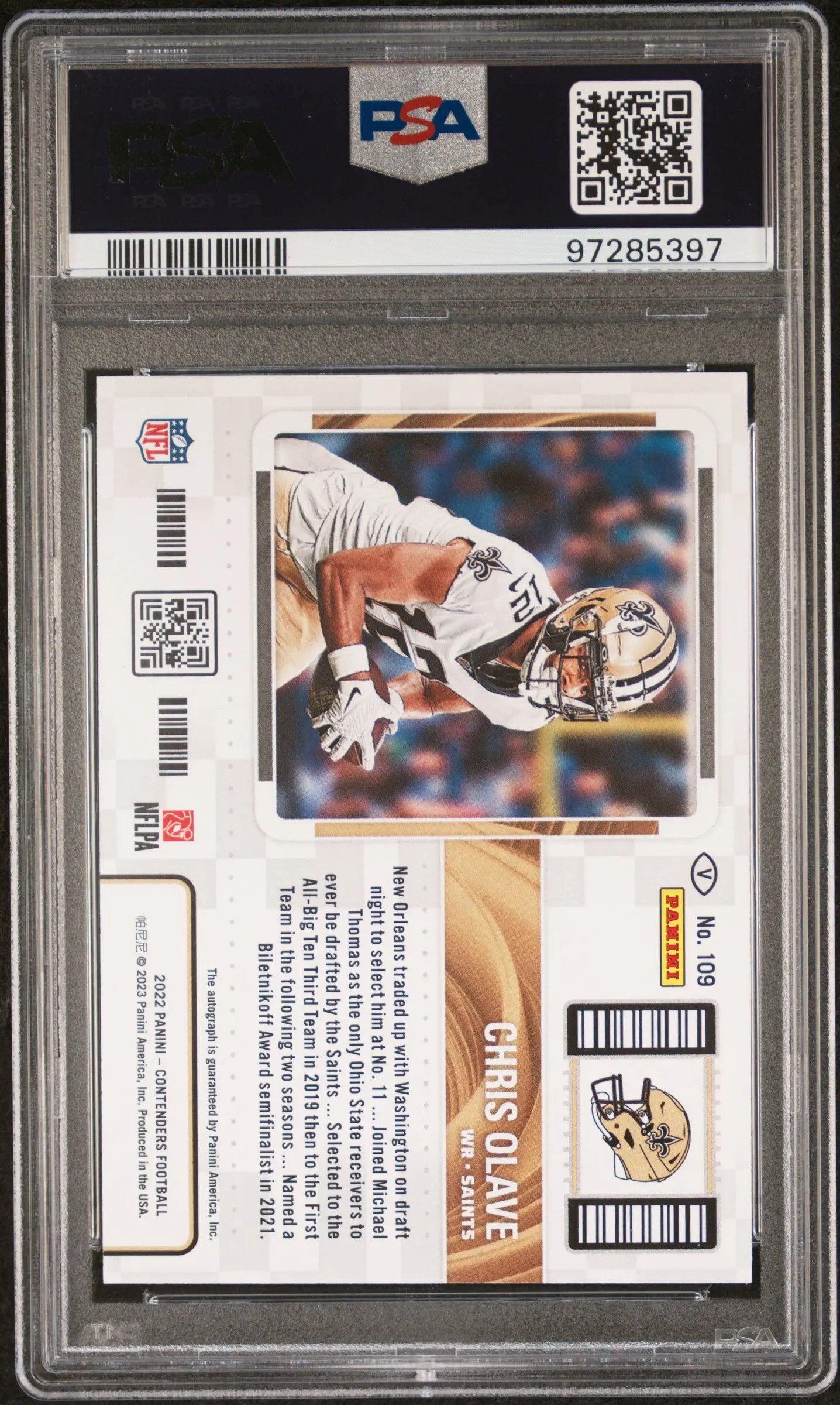 2022 Panini Contenders Chris Olave #109 Variation Auto Showcase PSA 9 