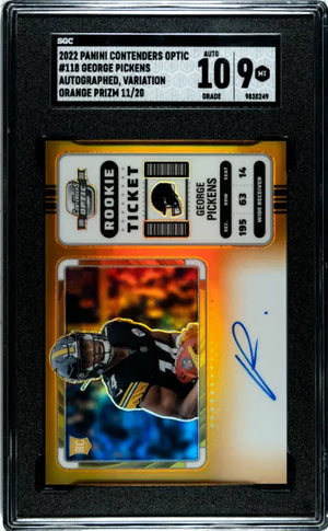 2022 Panini Contenders Optic Rookie Ticket Auto George Pickens Orange /20 SGC 9 