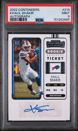 2022 Panini Contenders Rookie Auto Khalil Shakir #219 PSA 9 