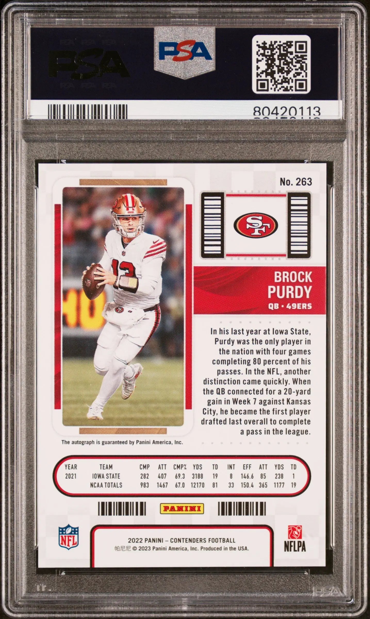 2022 Panini Contenders Rookie Autograph Ticket Brock Purdy Auto /49 PSA 9 