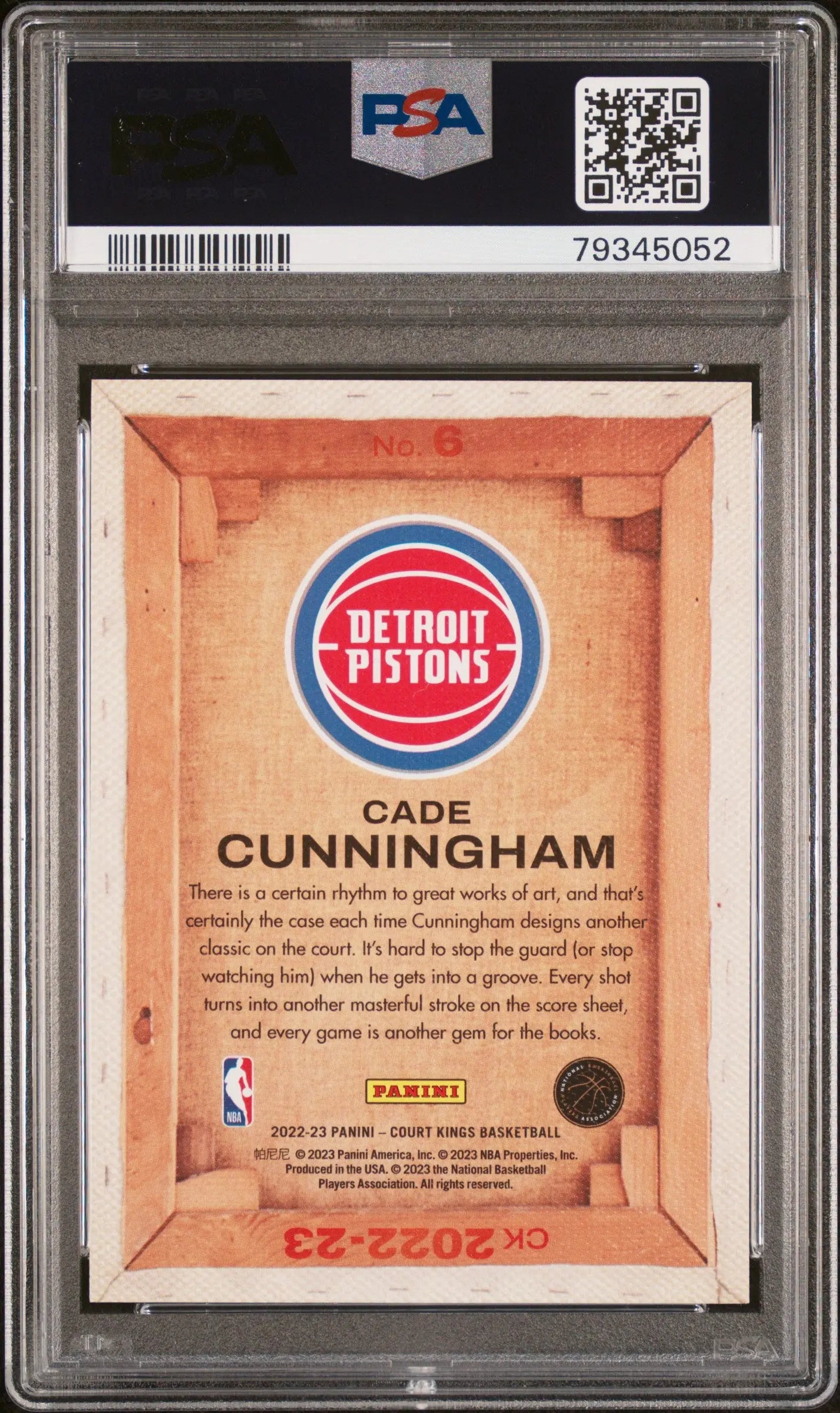 2022 Panini Court Kings Blank Slate Cade Cunningham PSA 10 