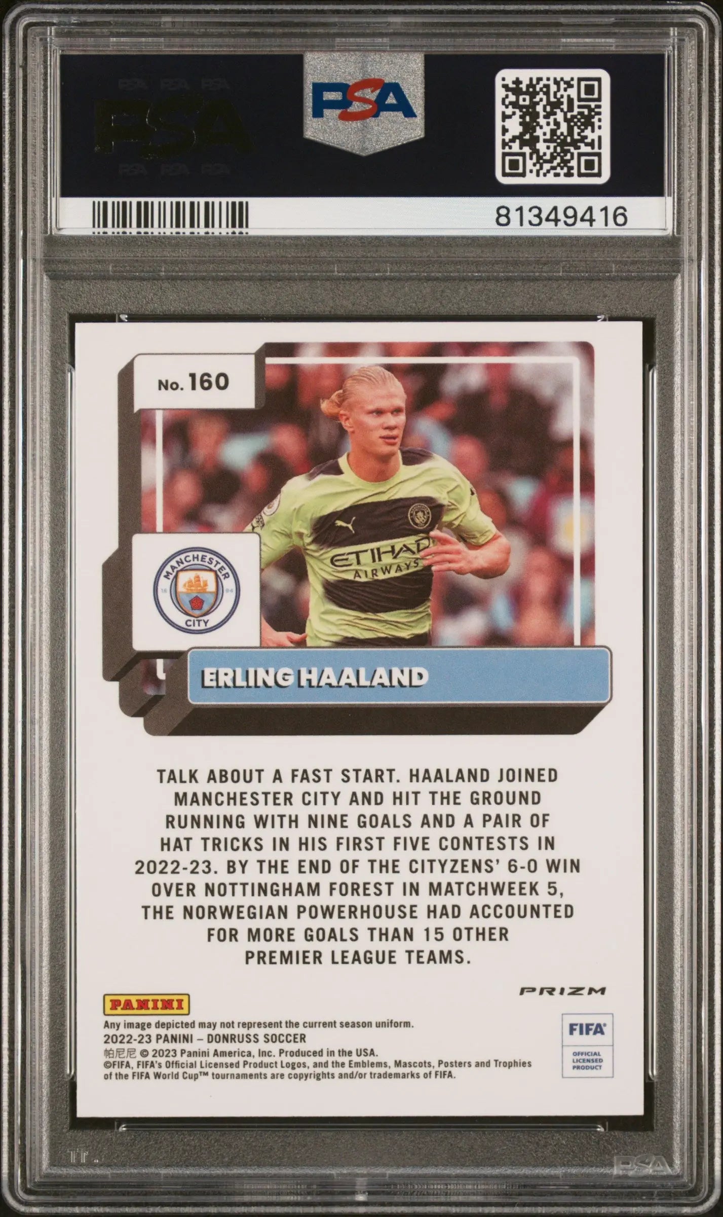 2022 Panini Donruss FIFA Erling Haaland  Optic Holo PSA 10 
